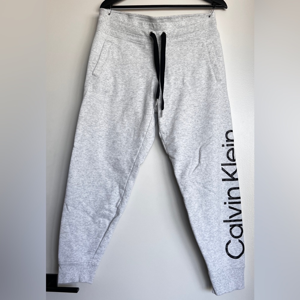 Calvin Klein Black and Gray Track Joggers with Logo